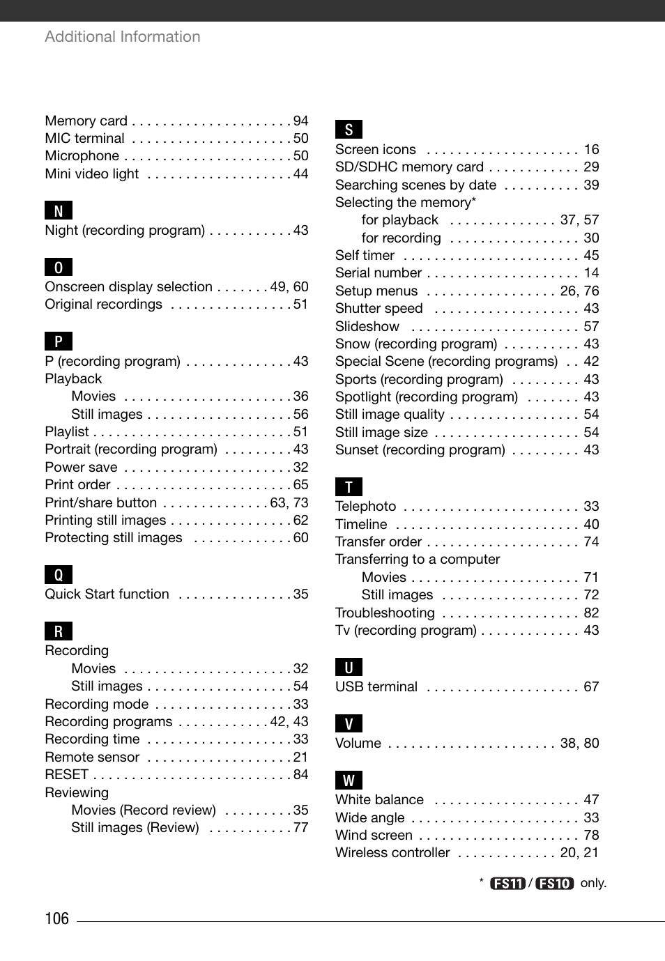 Canon FS10 User Manual | Page 106 / 110