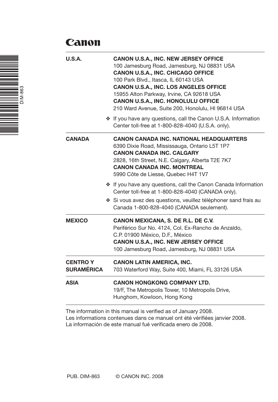 Canon FS10 User Manual | Page 110 / 110