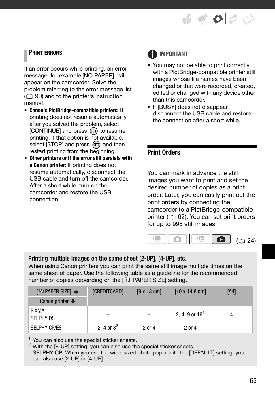 Print orders | Canon FS10 User Manual | Page 65 / 110