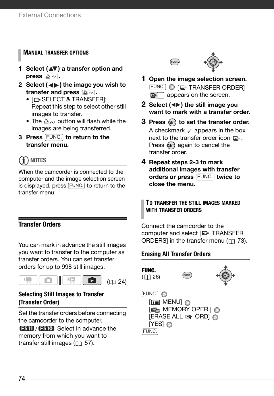 Transfer orders | Canon FS10 User Manual | Page 74 / 110