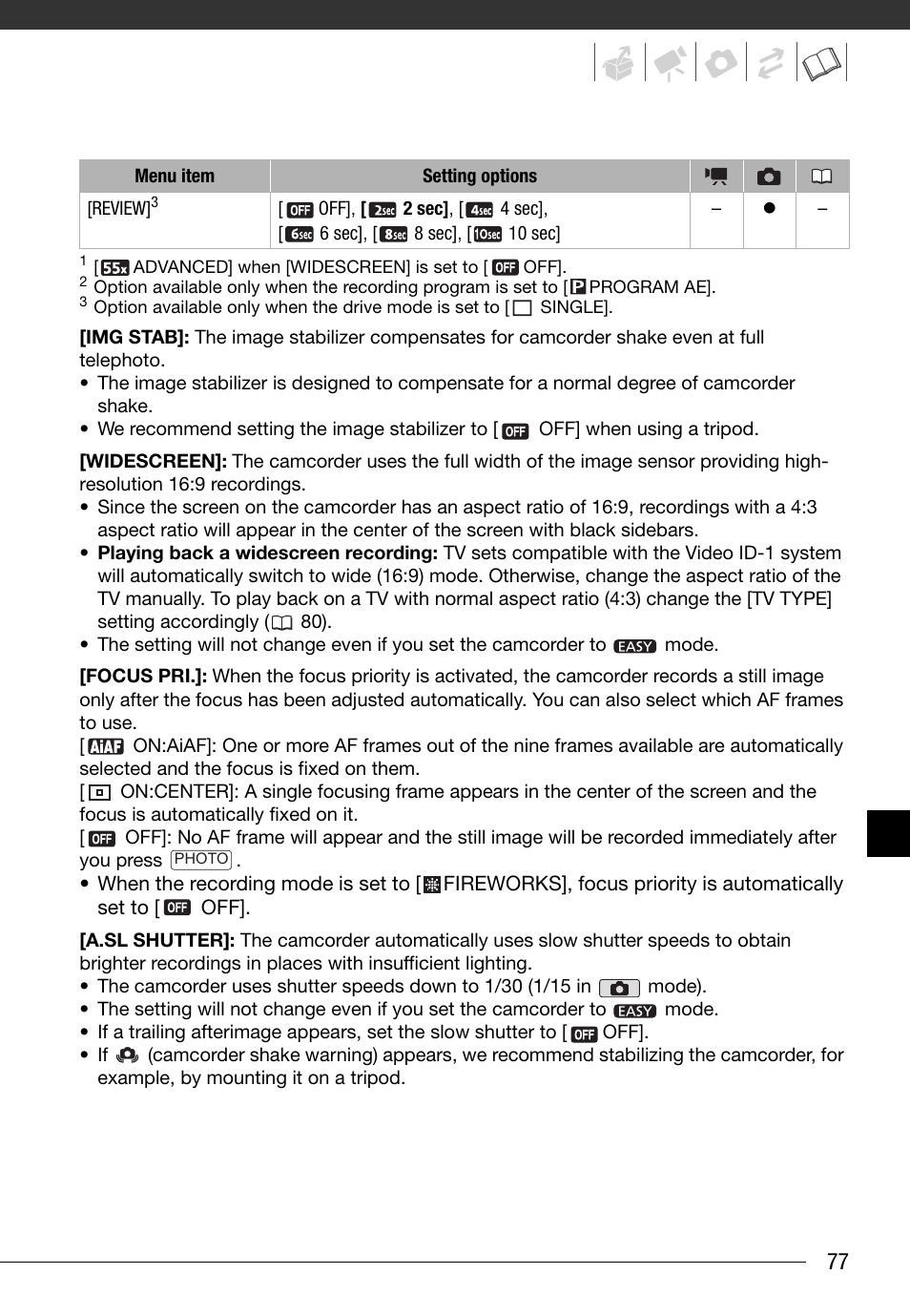 Canon FS10 User Manual | Page 77 / 110