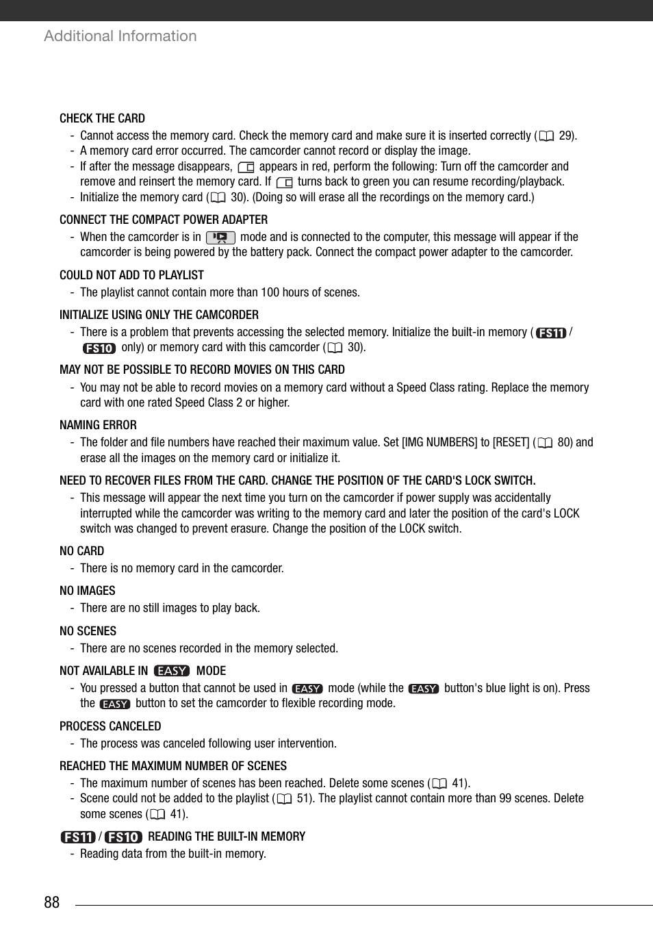Additional information | Canon FS10 User Manual | Page 88 / 110