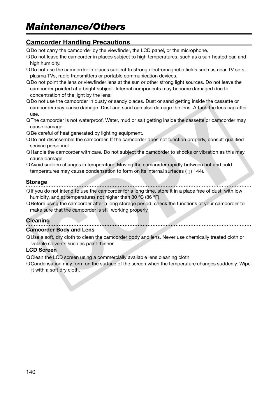 Maintenance/others, Co py | Canon XHA1S User Manual | Page 140 / 155