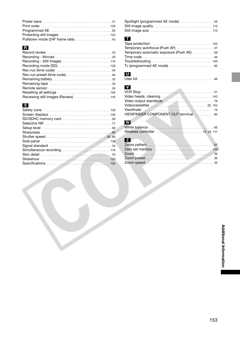 Co py | Canon XHA1S User Manual | Page 153 / 155