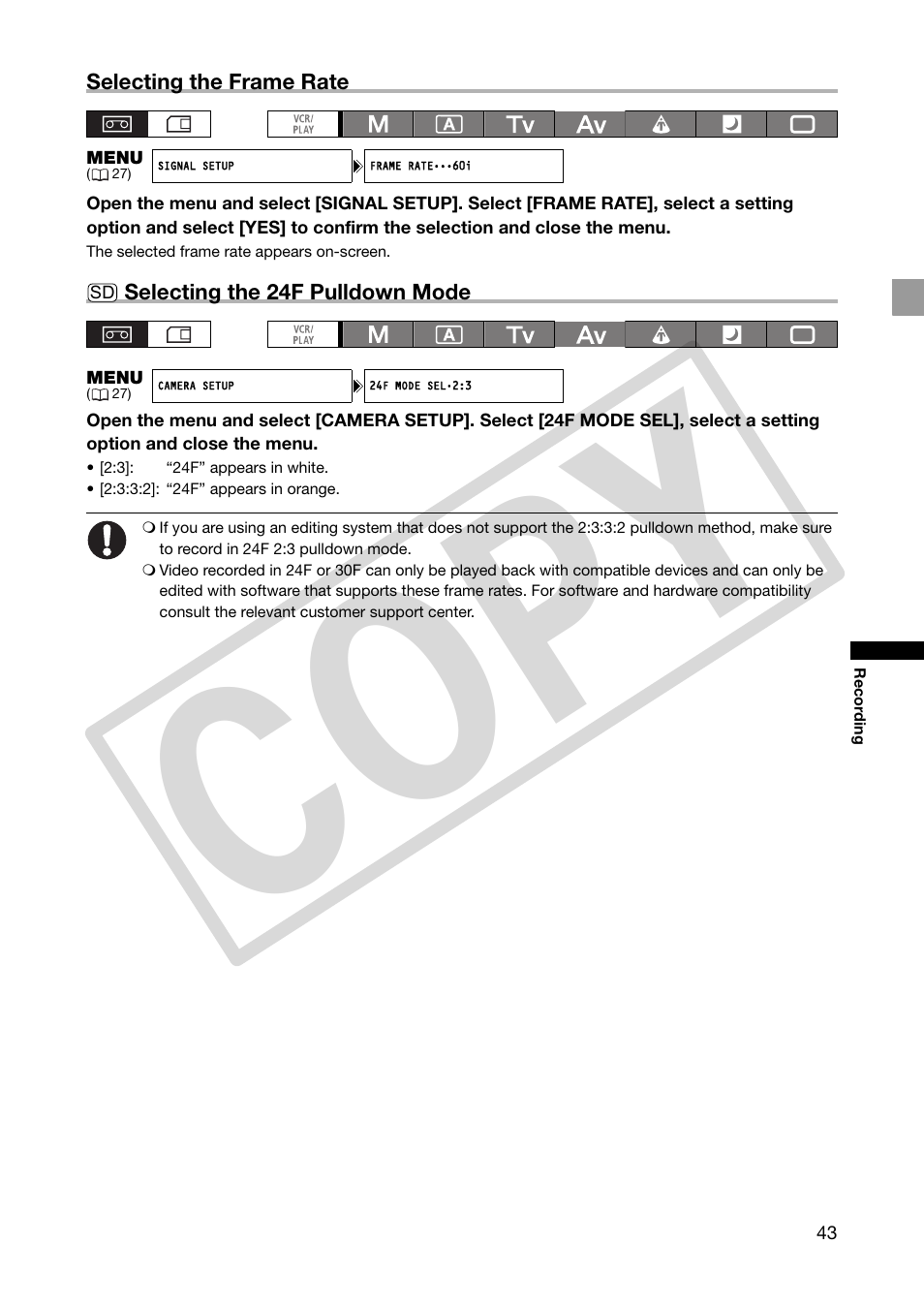 Co py | Canon XHA1S User Manual | Page 43 / 155