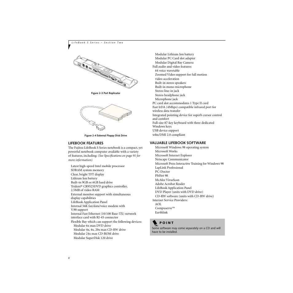 Lifebook features, Valuable lifebook software, Lifebook features valuable lifebook software | Figure 2-3), Figure 2-4) | FUJITSU S SERIES User Manual | Page 17 / 116