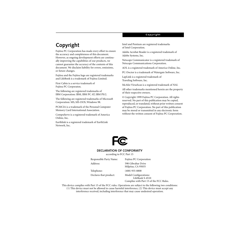 Copyright | FUJITSU S SERIES User Manual | Page 2 / 116