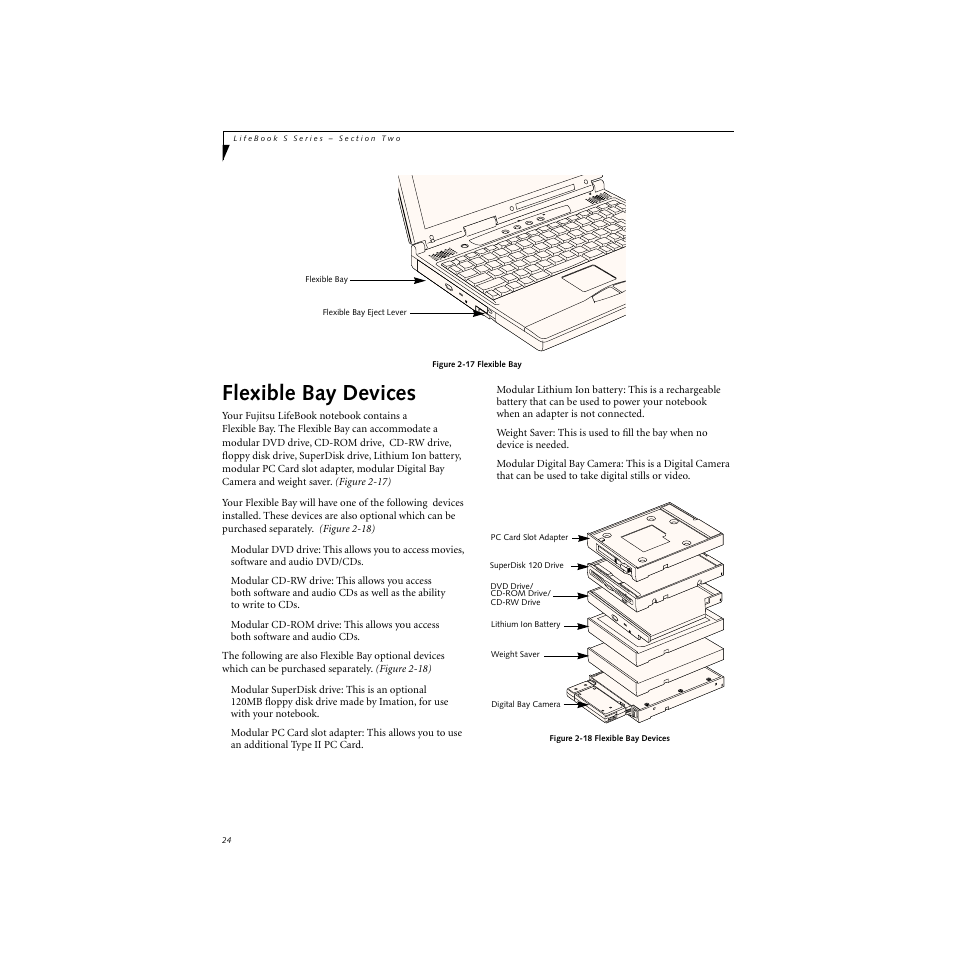 Flexible bay devices | FUJITSU S SERIES User Manual | Page 33 / 116