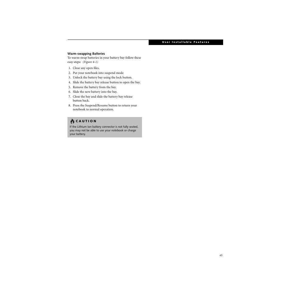 Warm-swapping batteries | FUJITSU S SERIES User Manual | Page 54 / 116