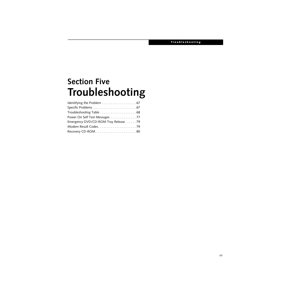 Section five, Troubleshooting | FUJITSU S SERIES User Manual | Page 74 / 116