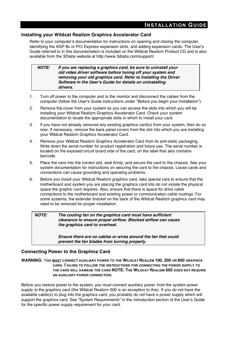 3DLABS WILDCAT REALIZM 100 User Manual | Page 3 / 5