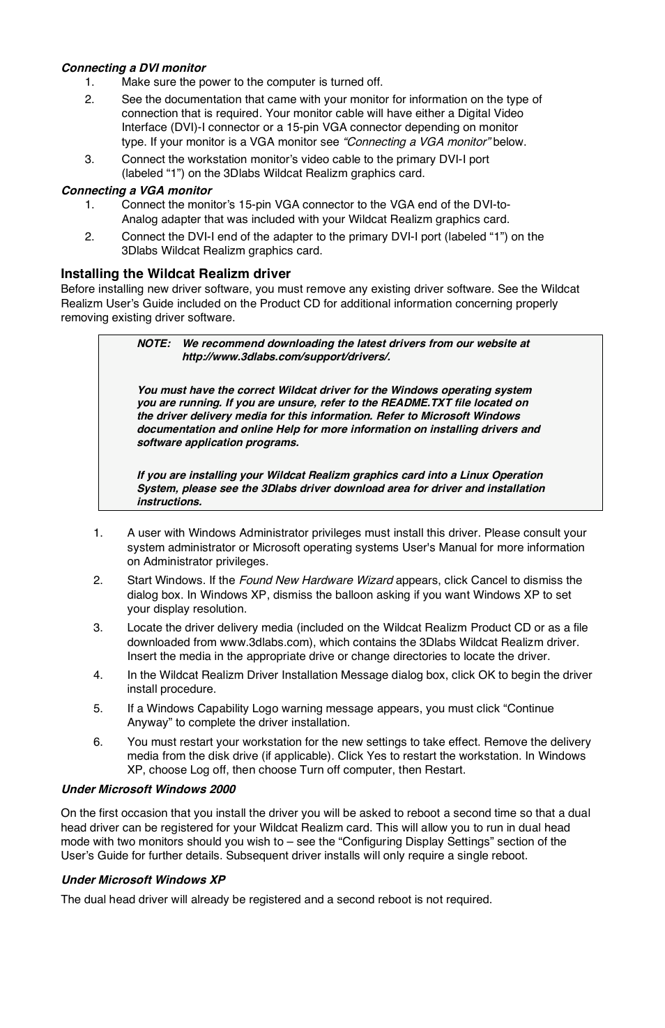 3DLABS WILDCAT REALIZM 100 User Manual | Page 5 / 5