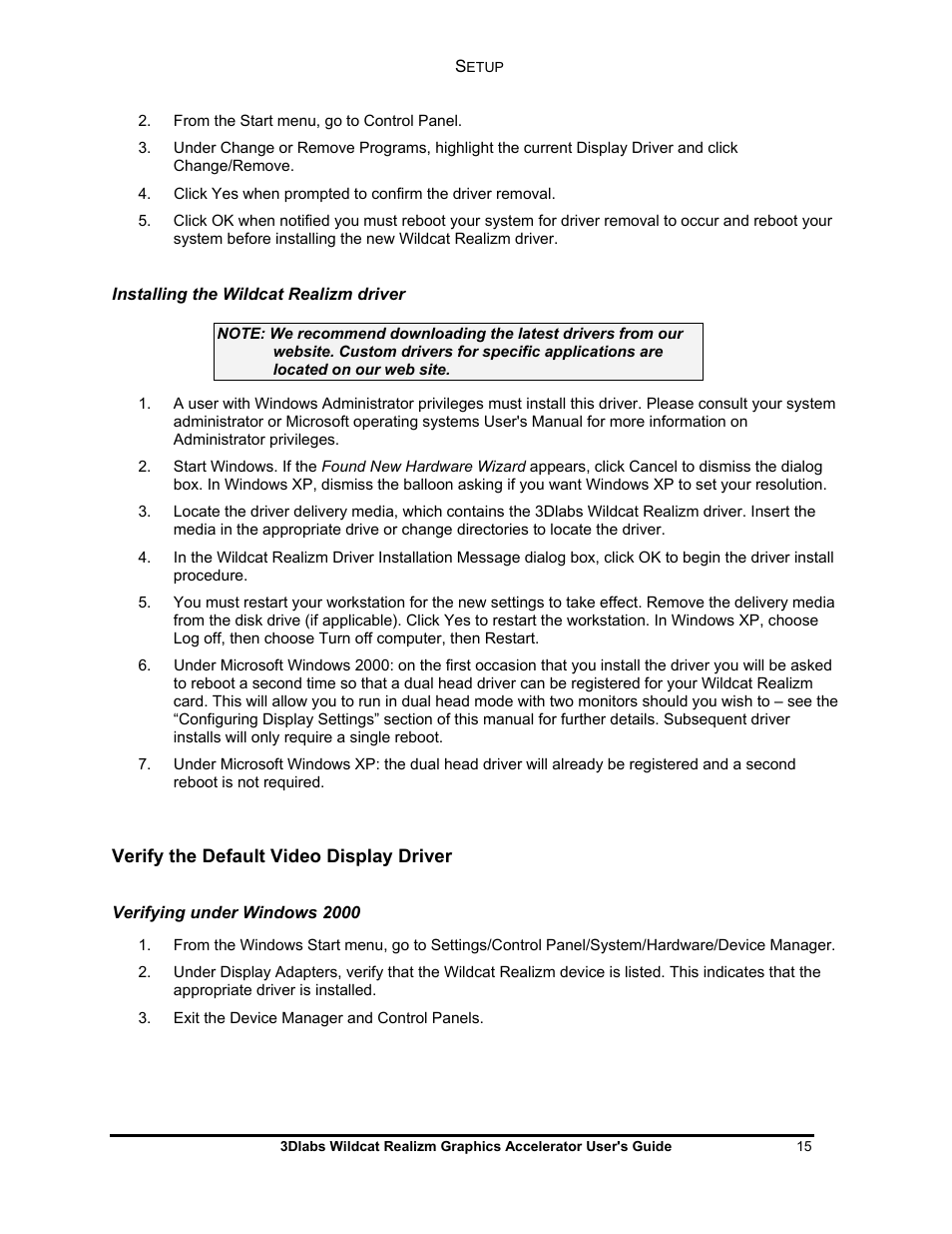 3DLABS WILDCAT REALIZM 100 User Manual | Page 15 / 51