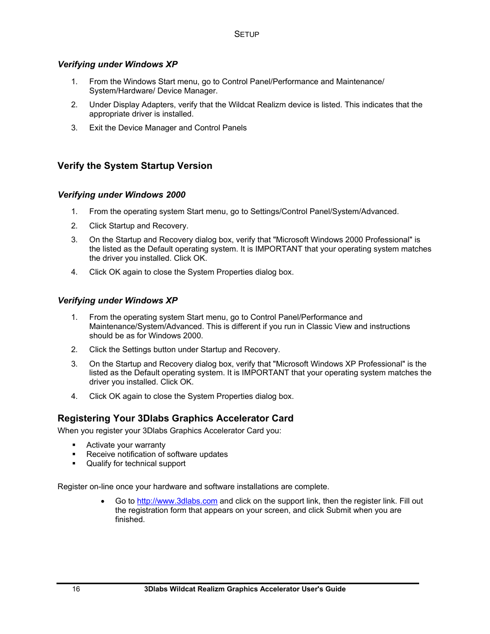 3DLABS WILDCAT REALIZM 100 User Manual | Page 16 / 51