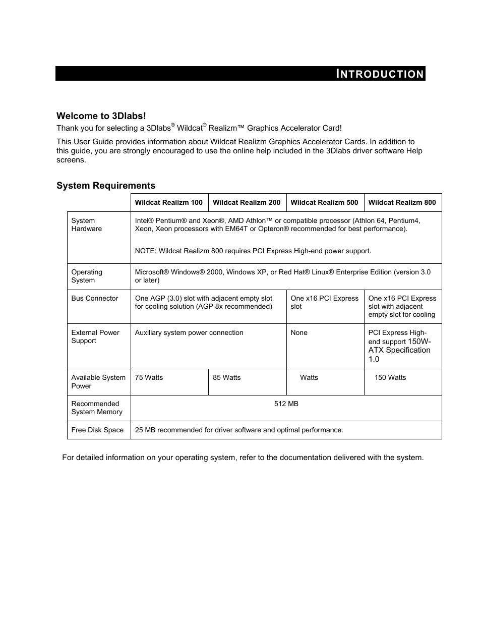 Ntroduction | 3DLABS WILDCAT REALIZM 100 User Manual | Page 5 / 51