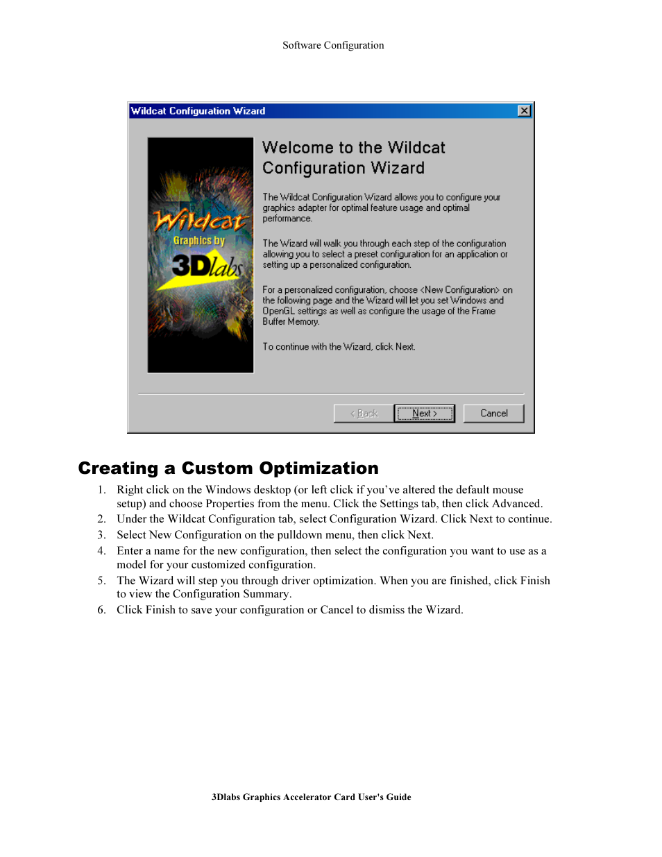 Creating a cu tom optimization, Creating a custom optimization | 3DLABS Wildcat III 6110 User Manual | Page 33 / 56