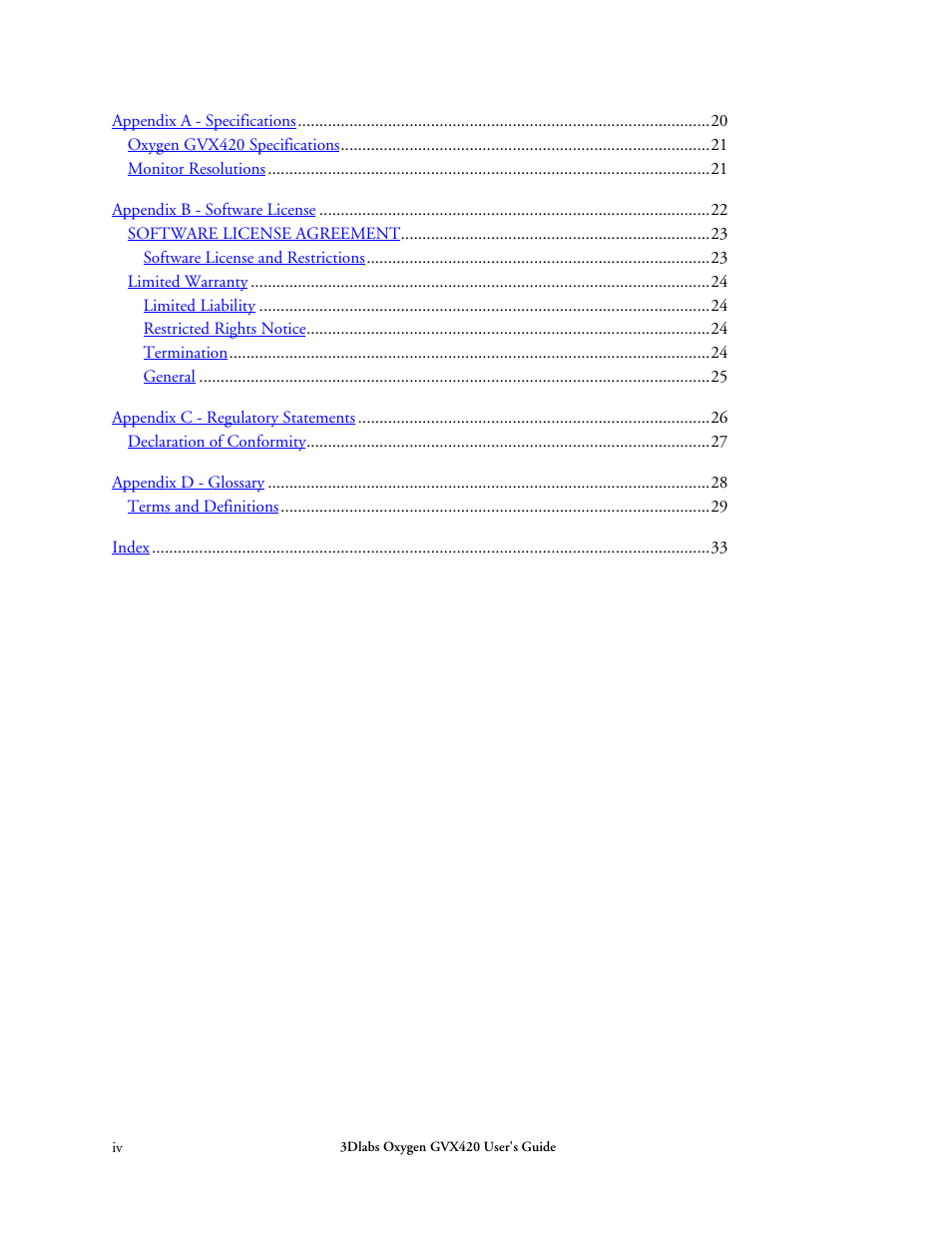 3DLABS Oxygen GVX420 User Manual | Page 4 / 44