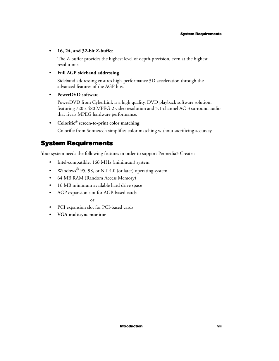 System requirements | 3DLABS Permedia3 User Manual | Page 7 / 41