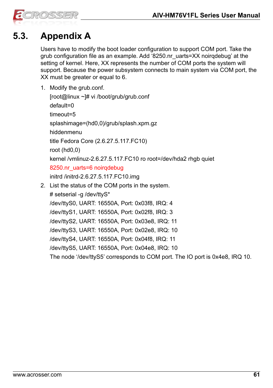 Appendix a | Acrosser AIV-HM76V1FL User Manual | Page 61 / 69