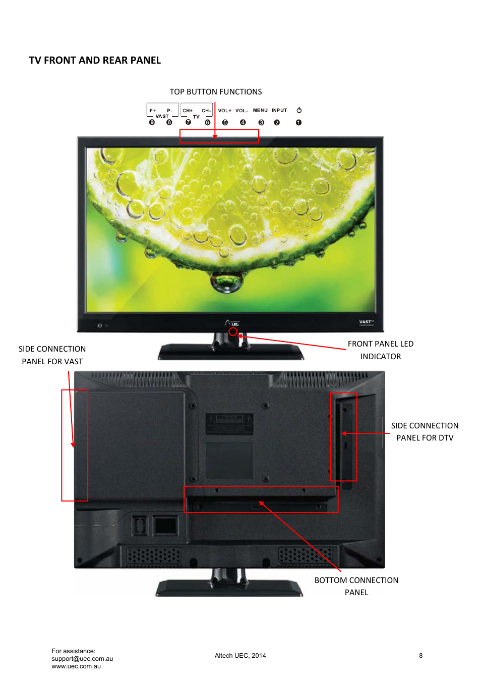 Altech UEC Integrated 22'' LED/LCD FHD TV User Manual | Page 8 / 68