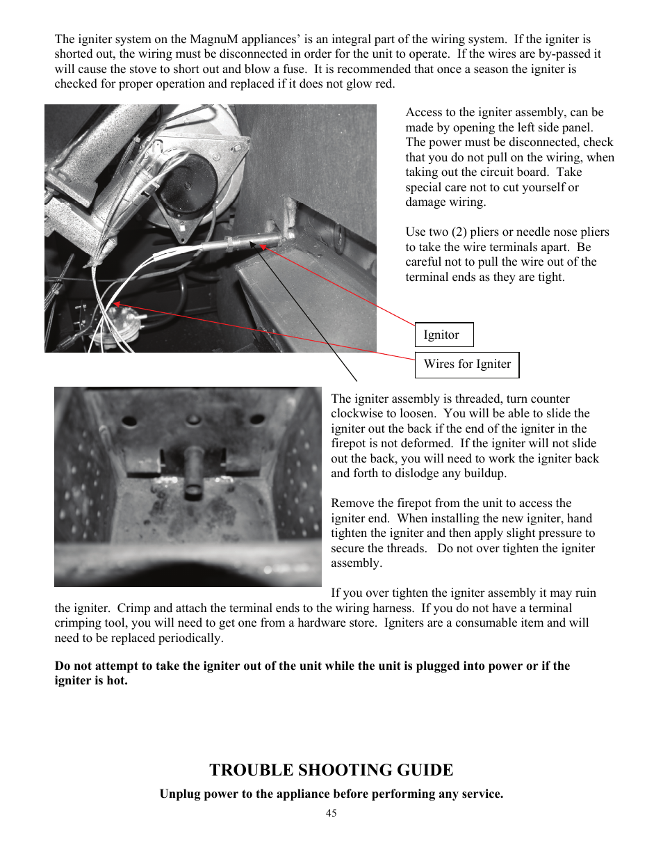 Trouble shooting guide | American Energy Systems MagnuM Winchester User Manual | Page 45 / 52