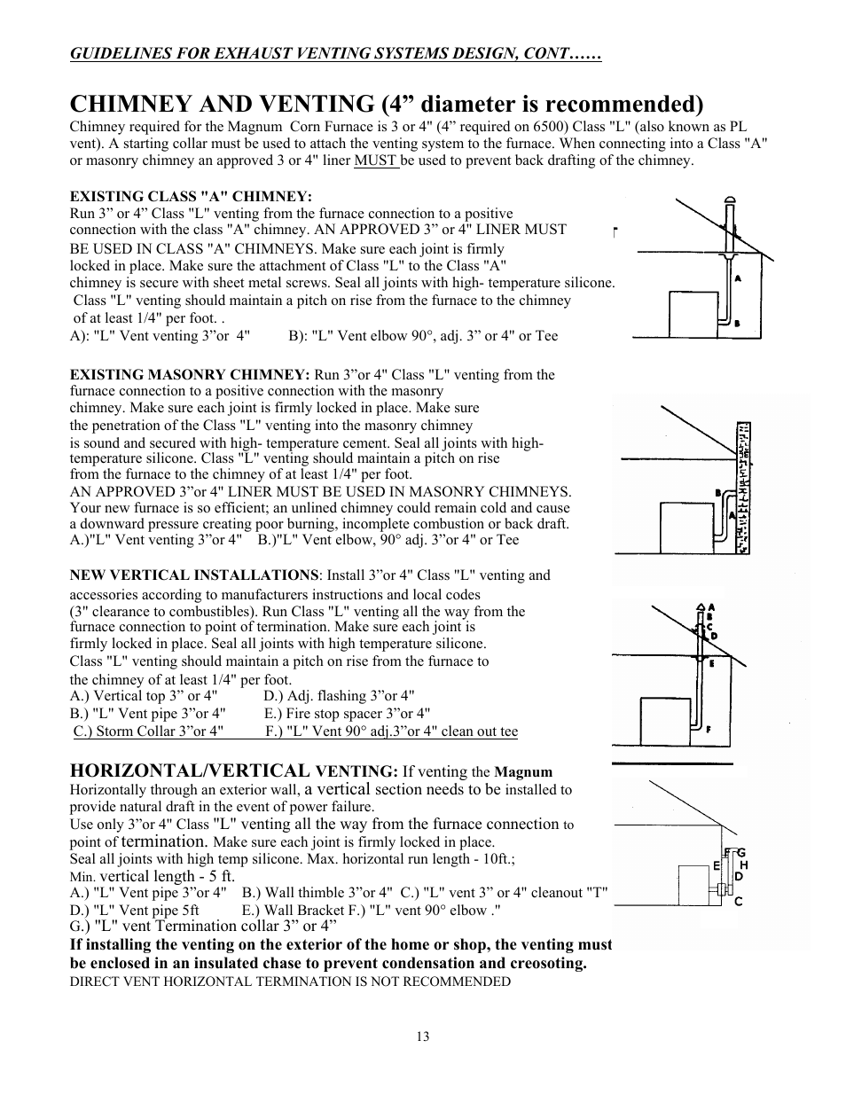 Chimney and venting (4” diameter is recommended) | American Energy Systems MagnuM 7500 User Manual | Page 13 / 45