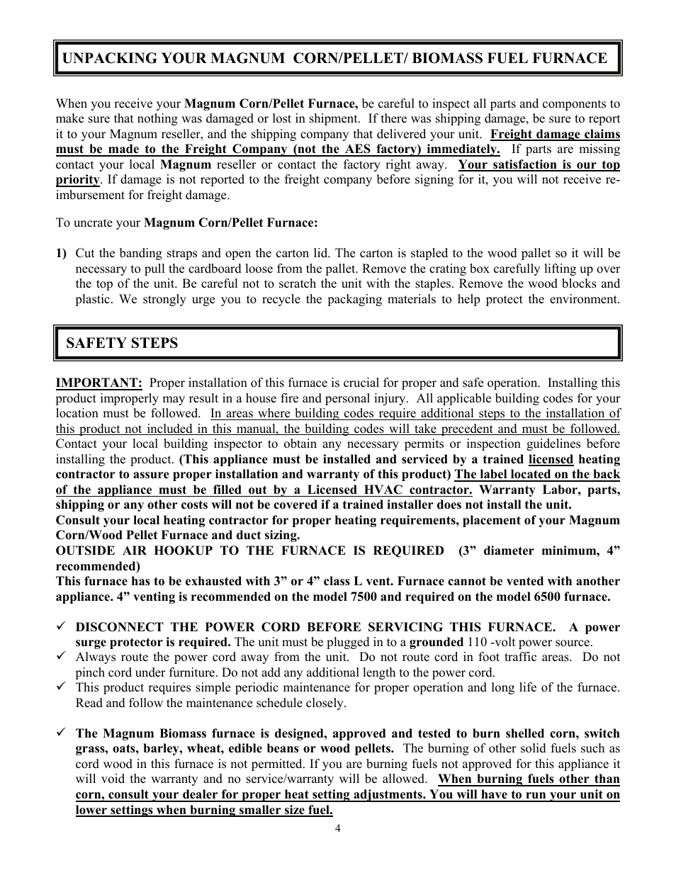 American Energy Systems MagnuM 7500 User Manual | Page 4 / 45
