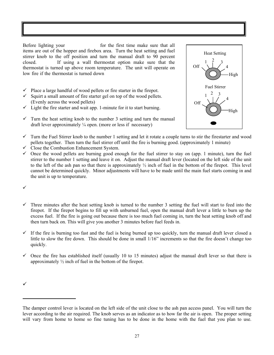 Lighting instructions | American Energy Systems MagnuM 7500 User Manual | Page 27 / 43