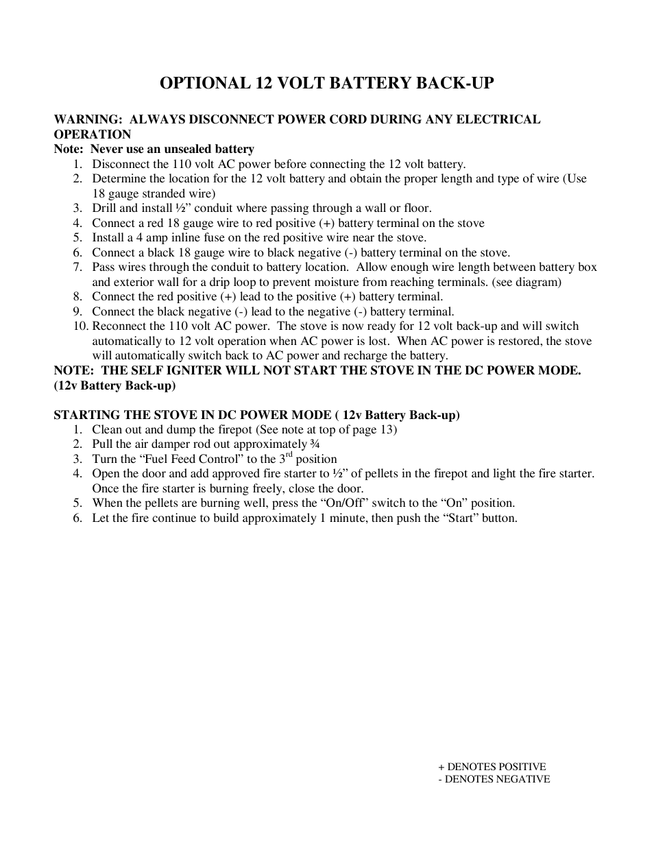 Optional 12 volt battery back-up | American Energy Systems MagnuM T40 User Manual | Page 12 / 19