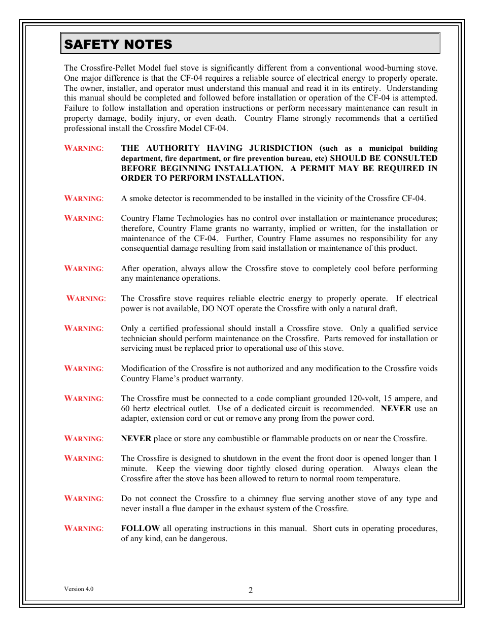 American Energy Systems Crossfire Pellet User Manual | Page 2 / 59