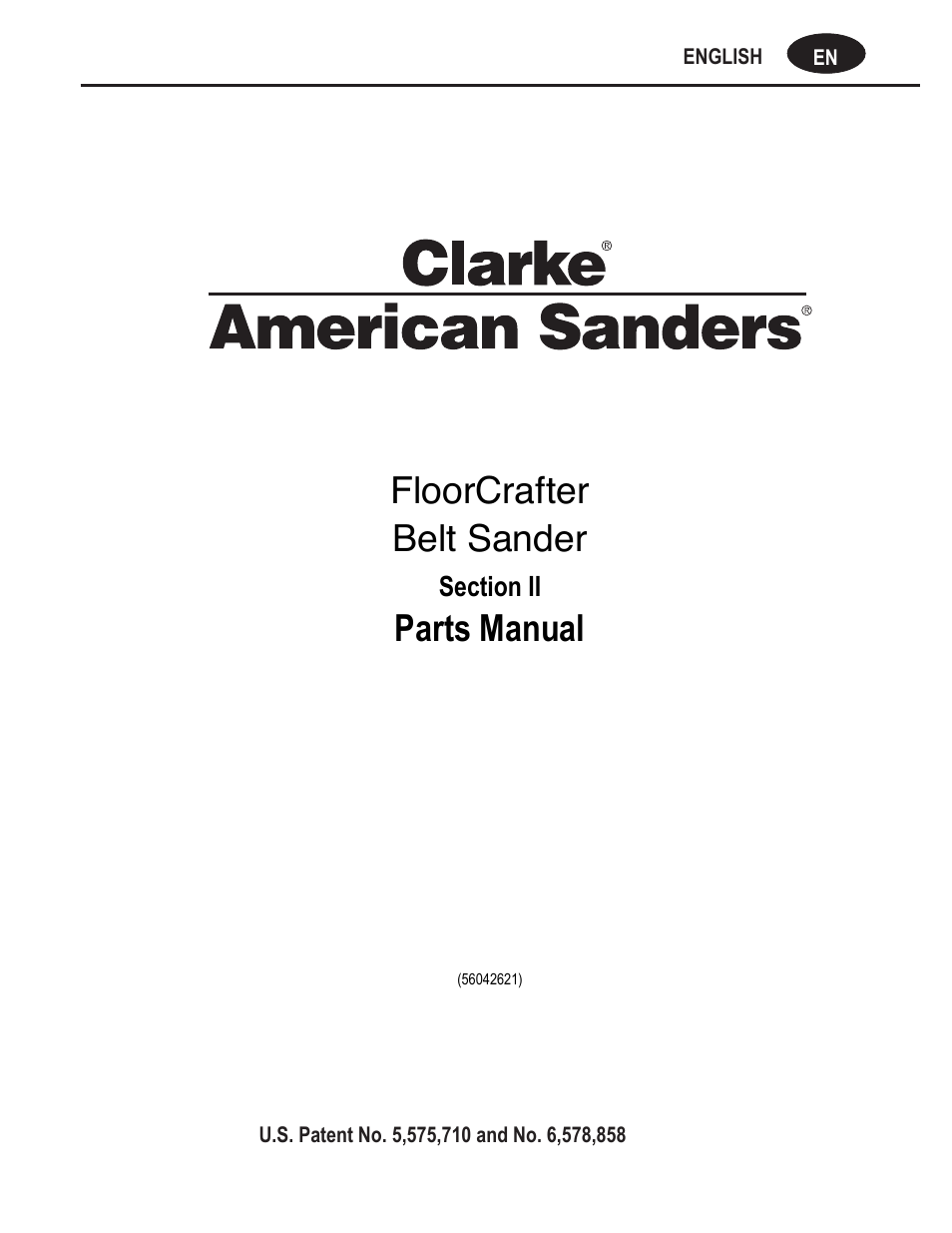 Floorcrafter belt sander, Parts manual, En english | American Sanders FloorCrafter Belt Sander User Manual | Page 61 / 76