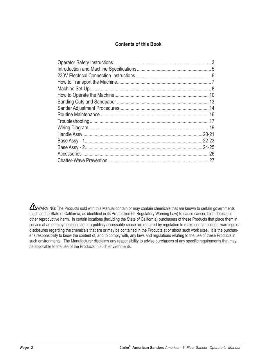 American Sanders American 8 Drum Sanders User Manual | Page 2 / 30