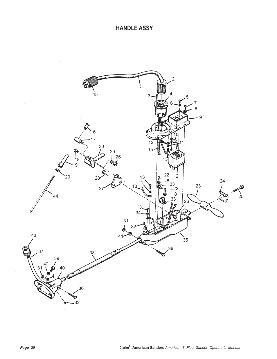 Handle assy | American Sanders American 8 Drum Sanders User Manual | Page 20 / 30