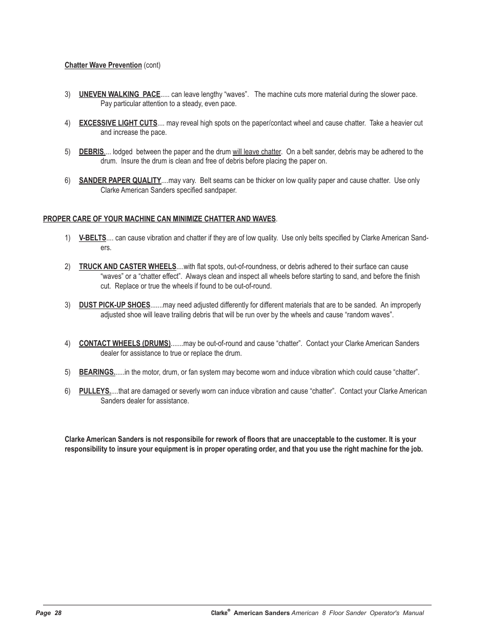 American Sanders American 8 Drum Sanders User Manual | Page 28 / 30