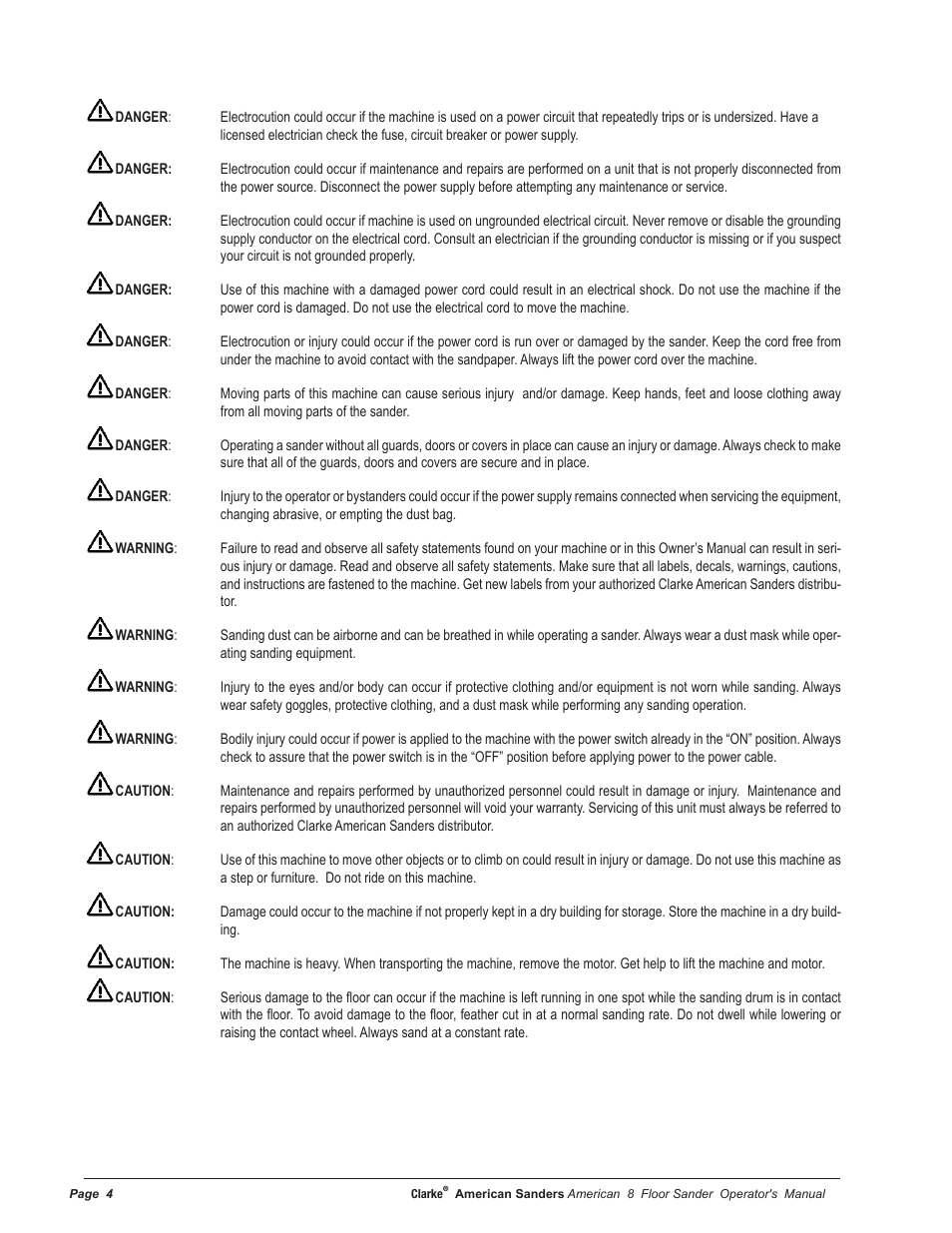 American Sanders American 8 Drum Sanders User Manual | Page 4 / 30
