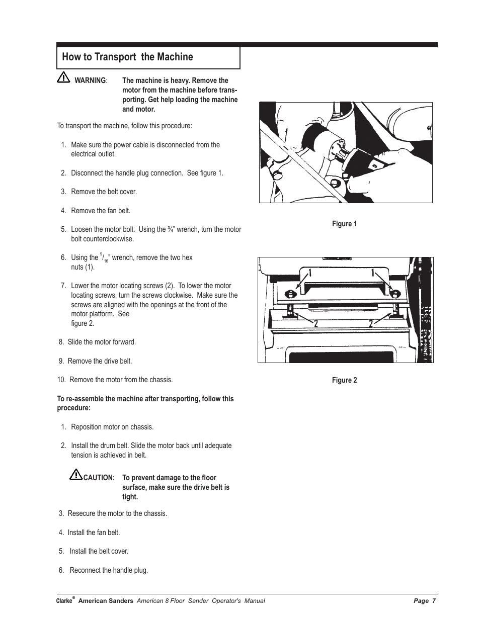 How to transport the machine | American Sanders American 8 Drum Sanders User Manual | Page 7 / 30