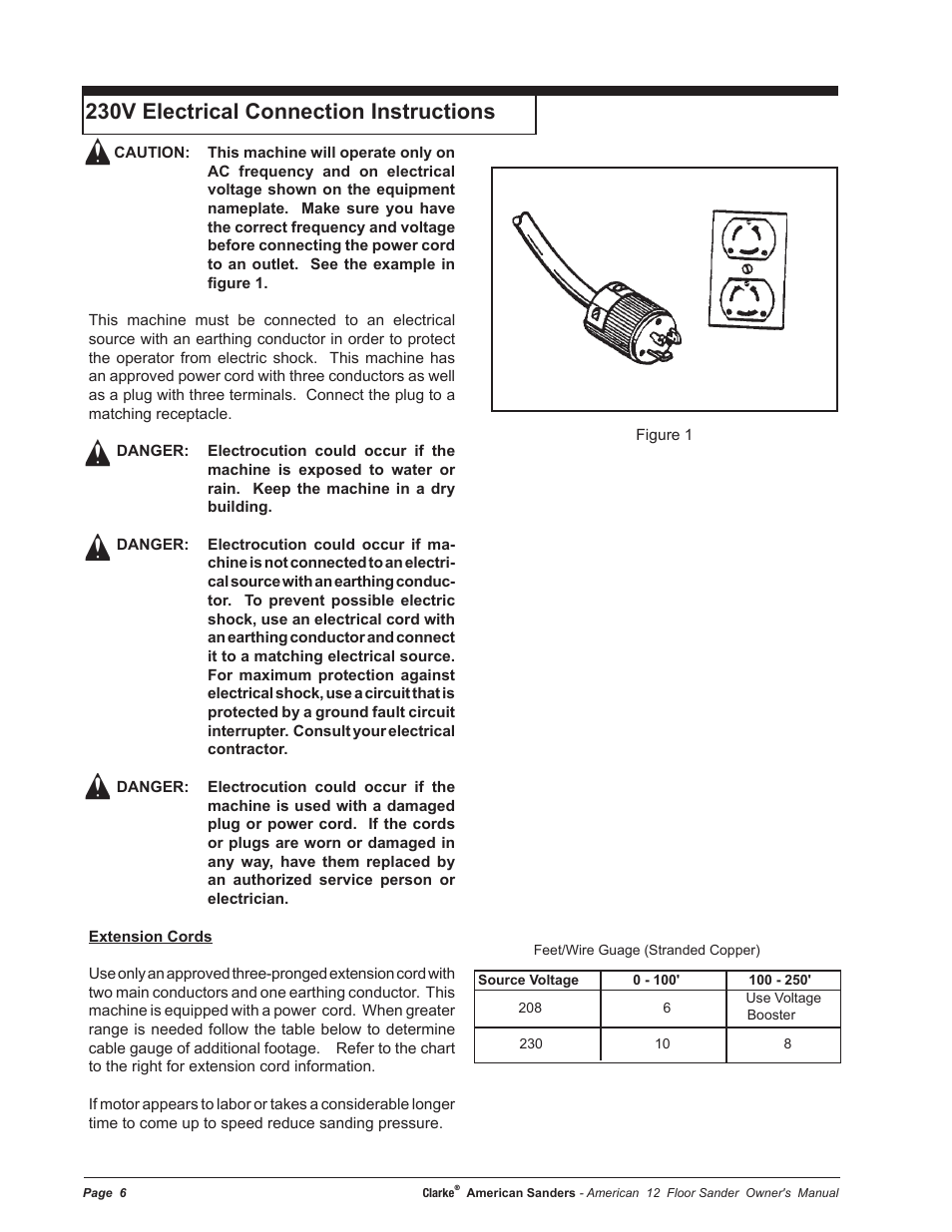 230v electrical connection instructions | American Sanders American 12 Drum Sanders User Manual | Page 6 / 40