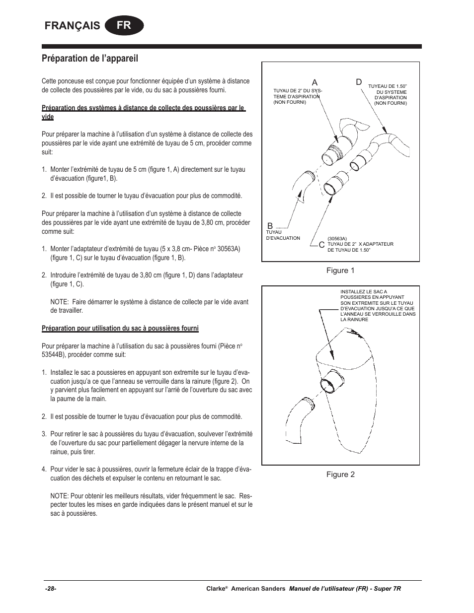 Fr français, Préparation de l’appareil, Db c | American Sanders Super 7R Edger User Manual | Page 28 / 40