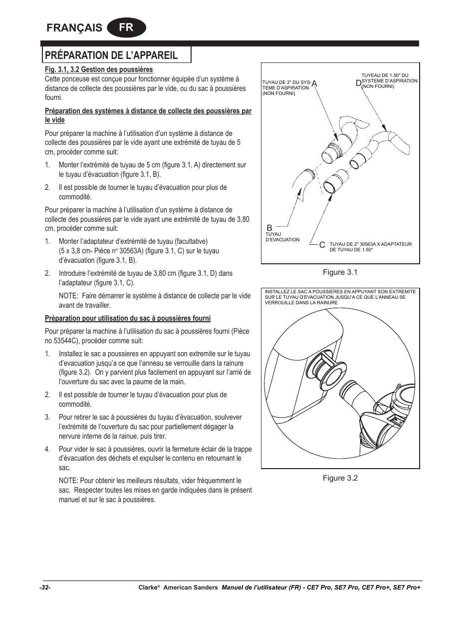 Fr français, Préparation de l’appareil | American Sanders CE7 & Pro Edgers User Manual | Page 32 / 44