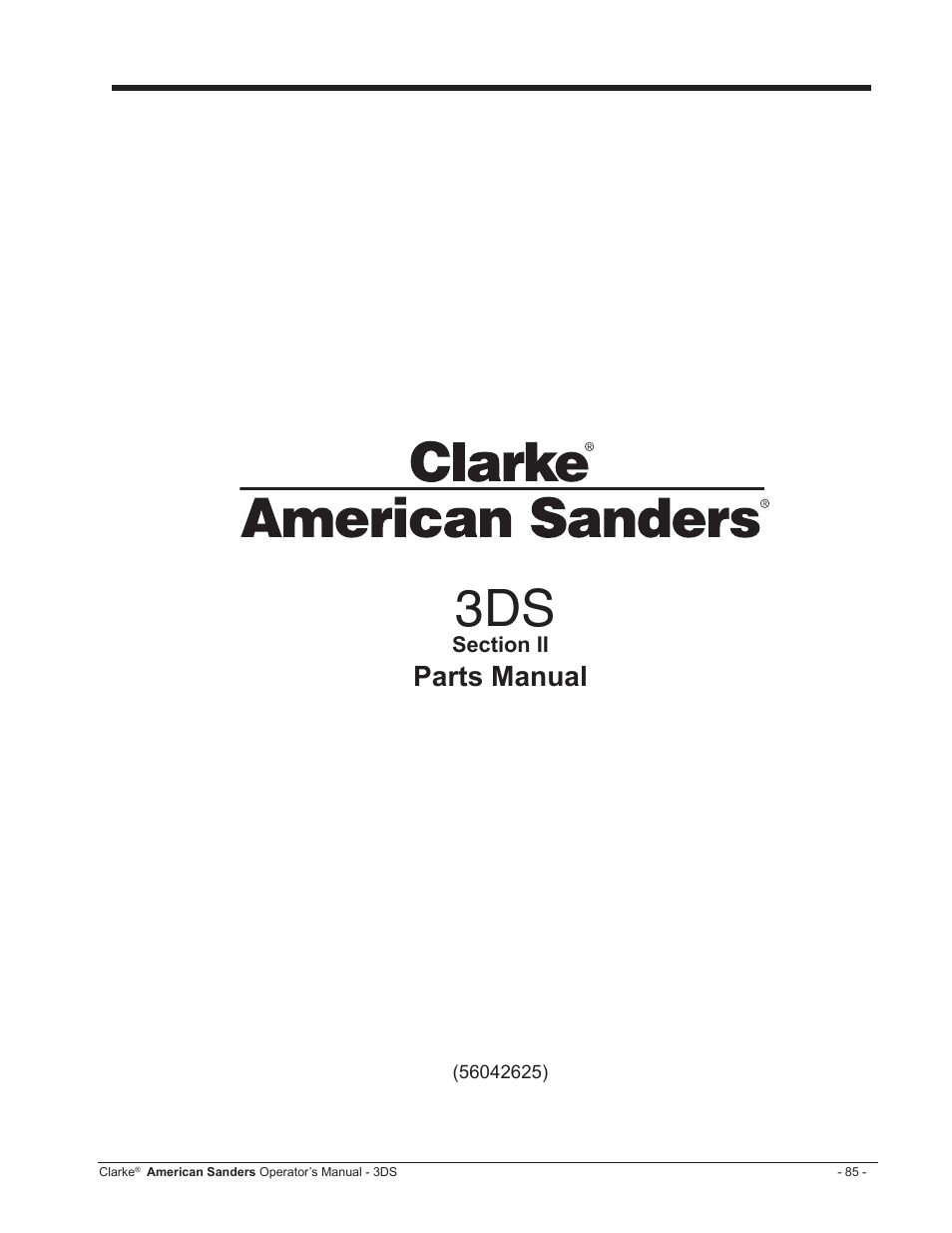 Parts manual | American Sanders 3DS Orbital Sander User Manual | Page 85 / 94