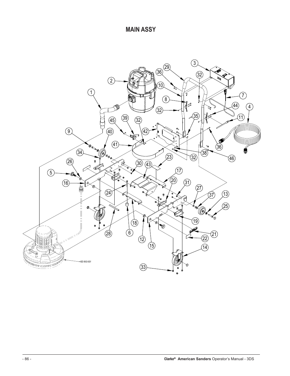 Main assy | American Sanders 3DS Orbital Sander User Manual | Page 86 / 94