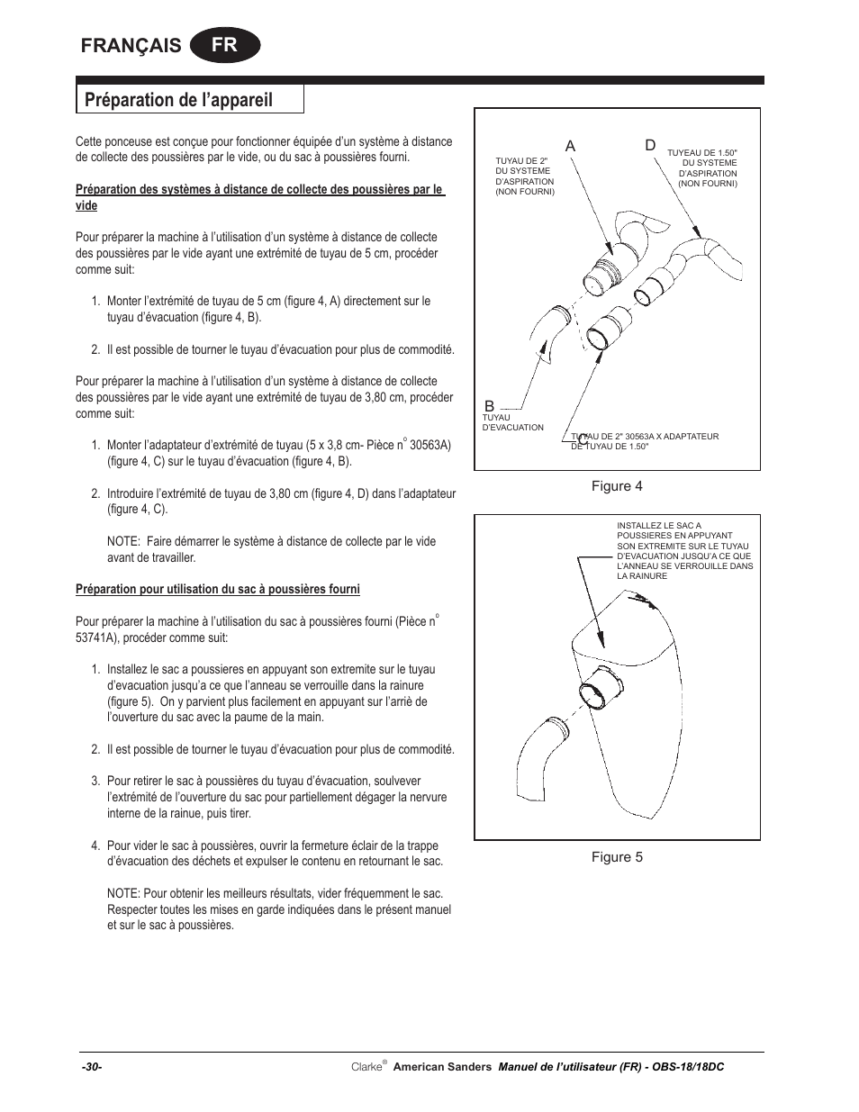 Fr français, Préparation de l’appareil, Db c | American Sanders OBS 18DC Orbital Sander User Manual | Page 30 / 60