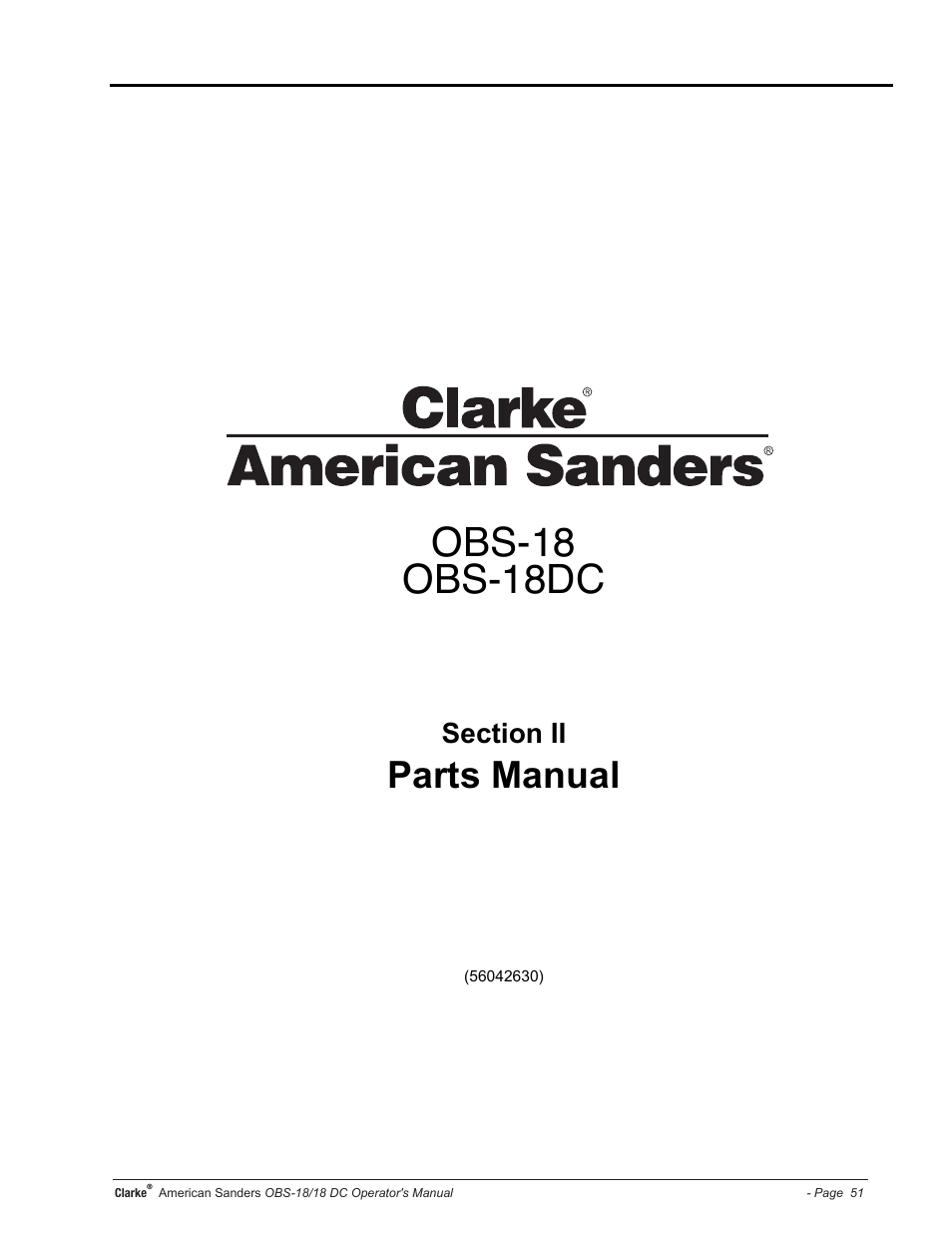 Obs-18 obs-18dc, Parts manual | American Sanders OBS 18DC Orbital Sander User Manual | Page 51 / 60
