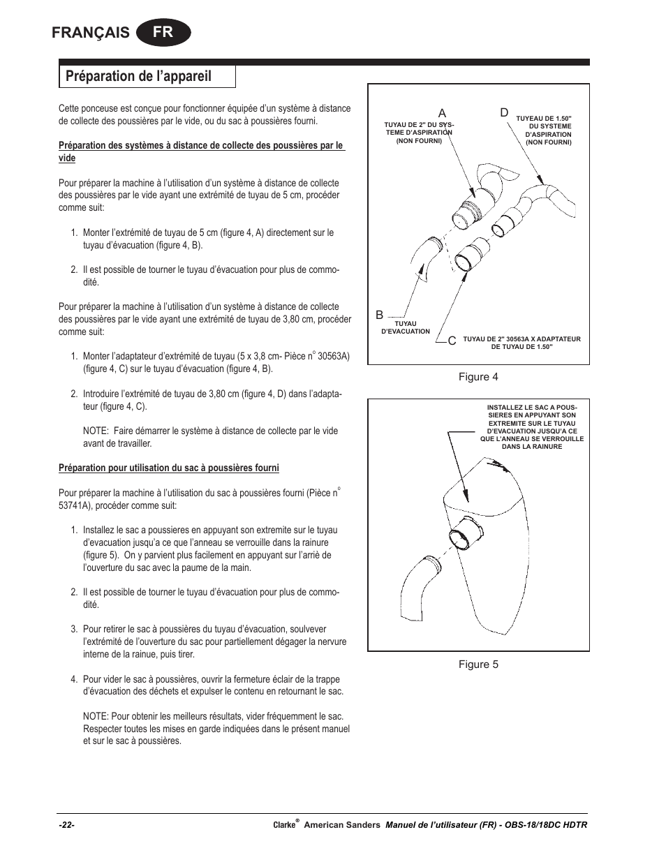 Fr français, Préparation de l’appareil, Db c | American Sanders OBS 18DC Orbital Sander User Manual | Page 22 / 36