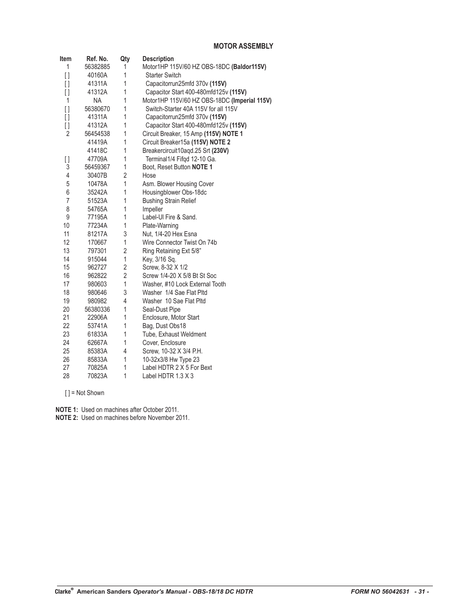 American Sanders OBS 18DC Orbital Sander User Manual | Page 31 / 36