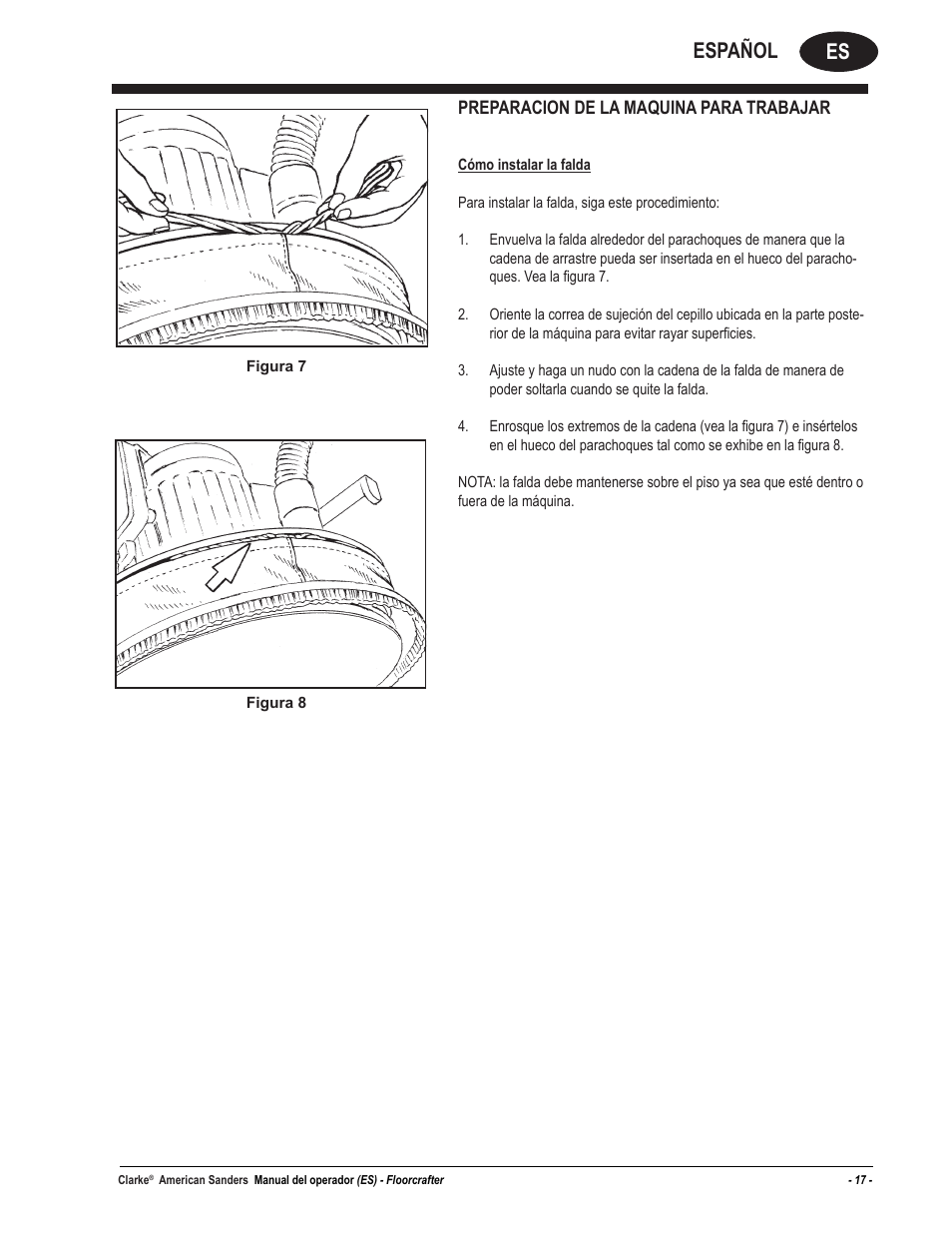 Es español, Preparacion de la maquina para trabajar | American Sanders Disc Sander 1600DC User Manual | Page 17 / 42