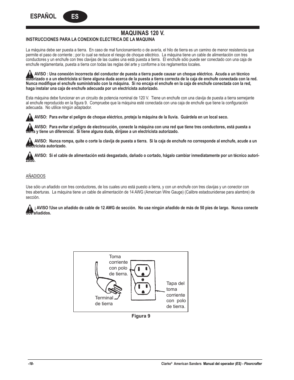 Es español, Maquinas 120 v | American Sanders Disc Sander 1600DC User Manual | Page 18 / 42