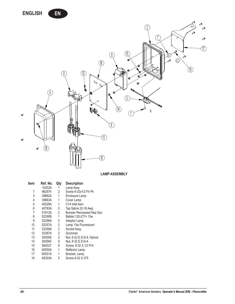 En english | American Sanders Disc Sander 1600DC User Manual | Page 38 / 42