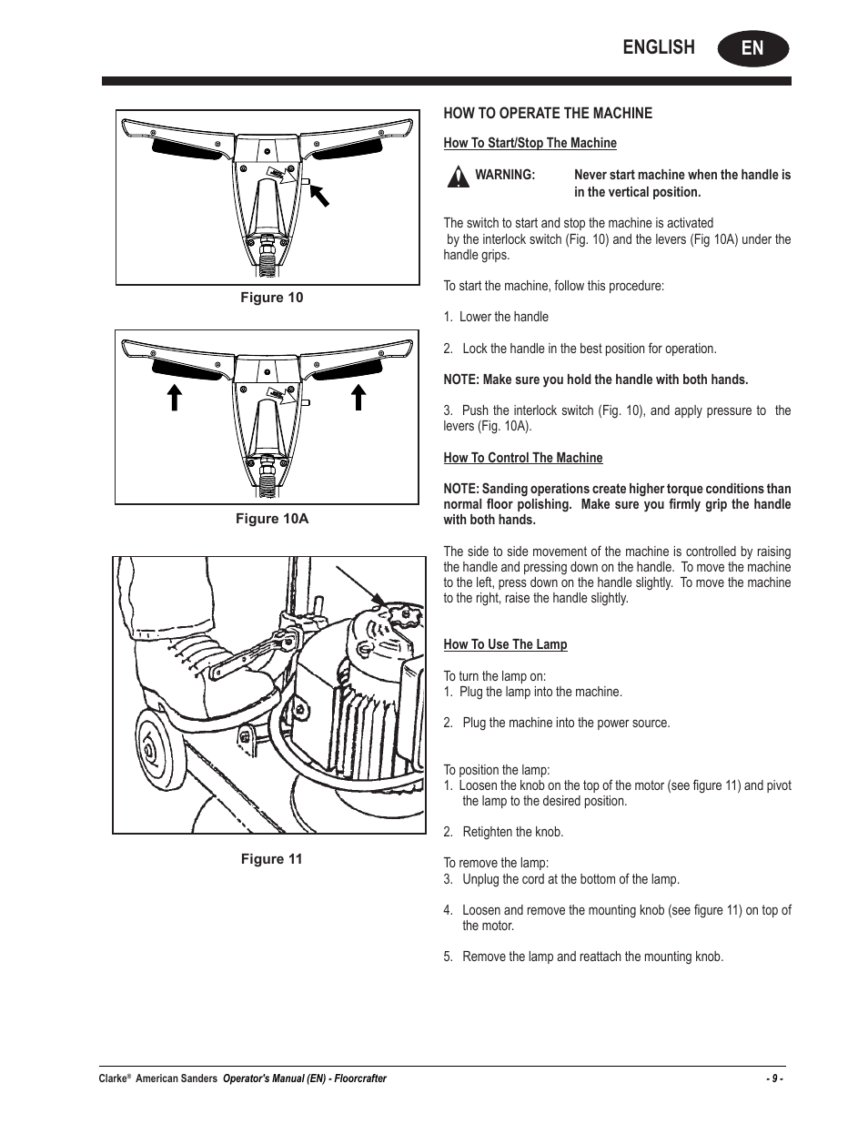 En english | American Sanders Disc Sander 1600DC User Manual | Page 9 / 42