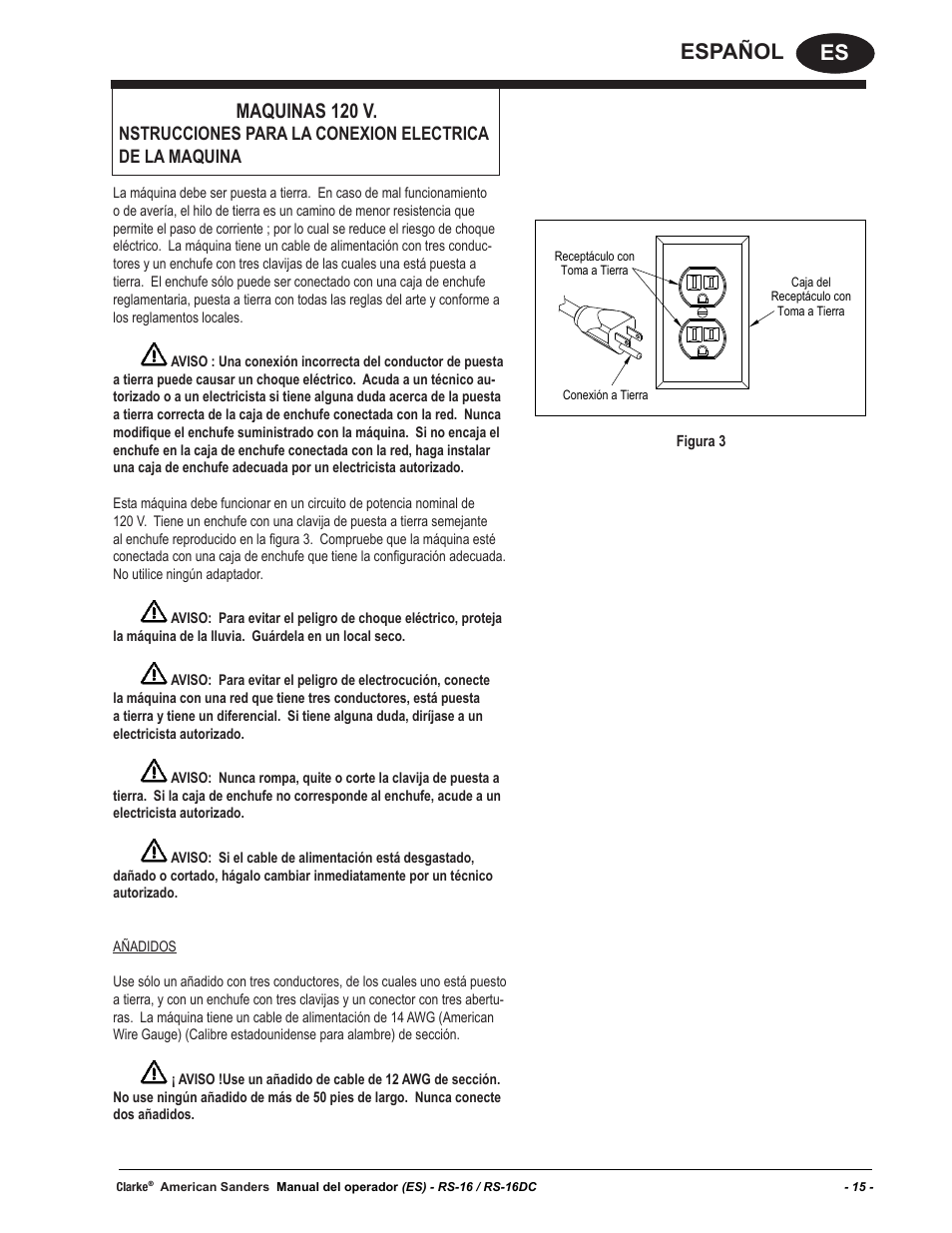 Es español, Maquinas 120 v | American Sanders RS-16DC Rotary Sander User Manual | Page 15 / 34